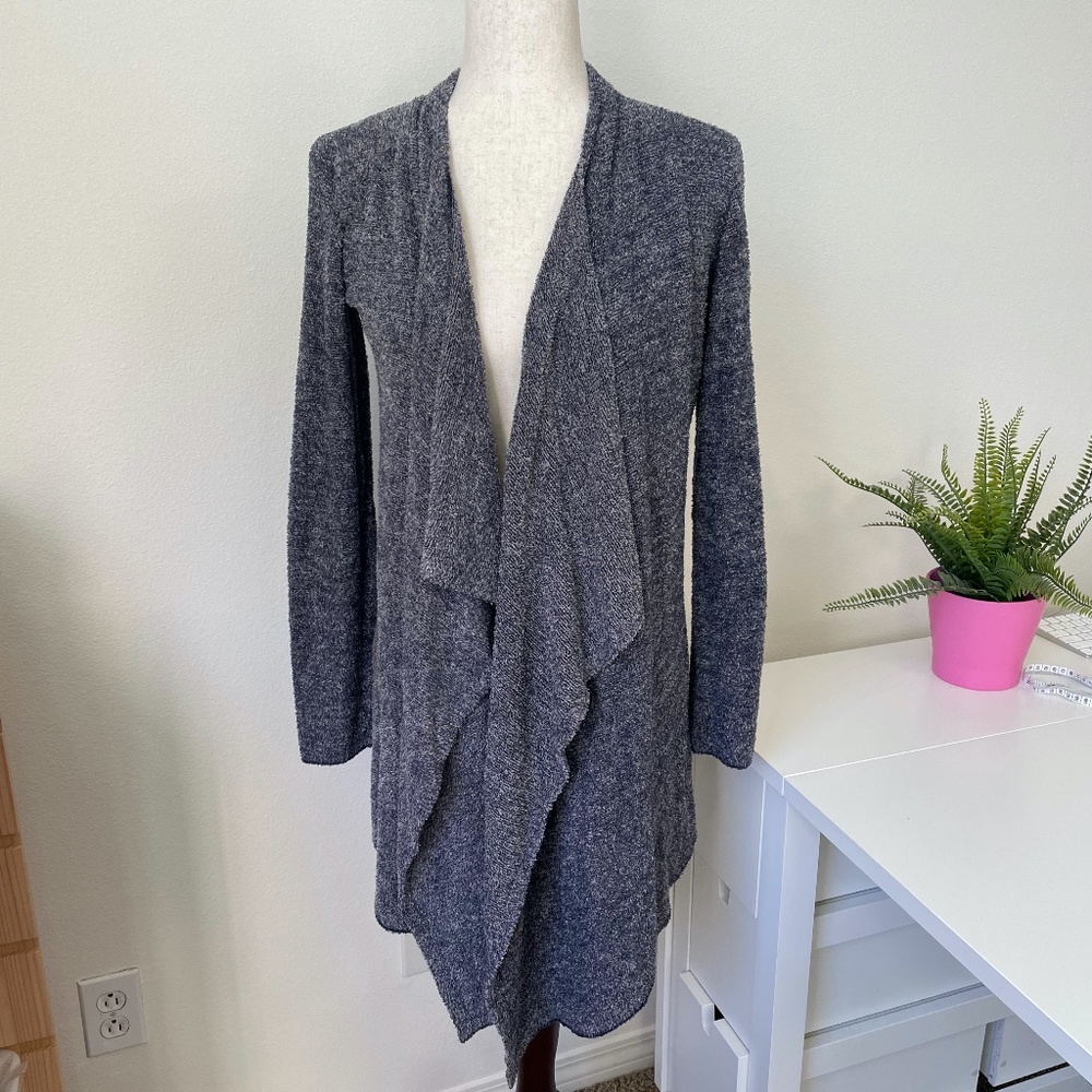 Barefoot Dreams Purple Heathered Waterfall Soft Bamboo Chic Lite Knit Cardigan